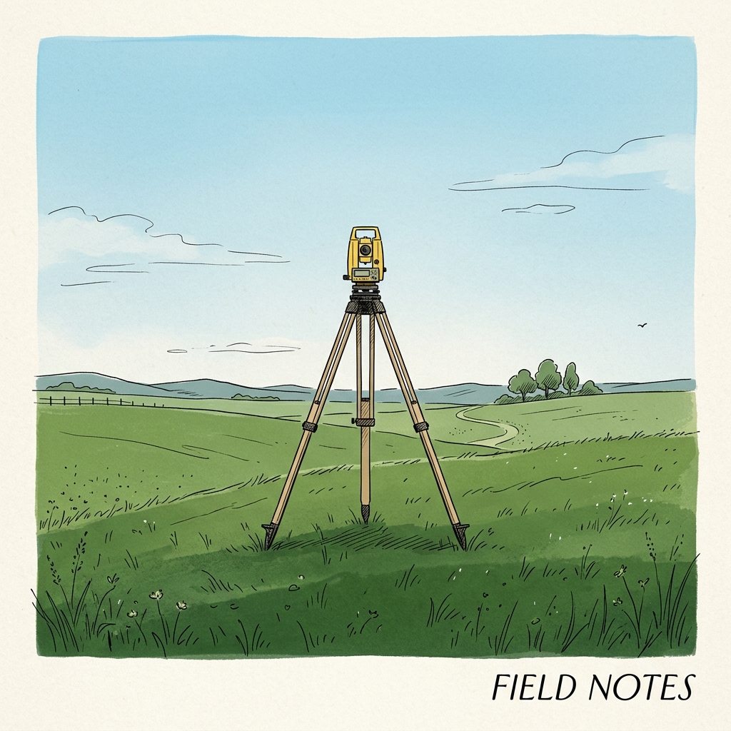 Surveyor's tripod on a field